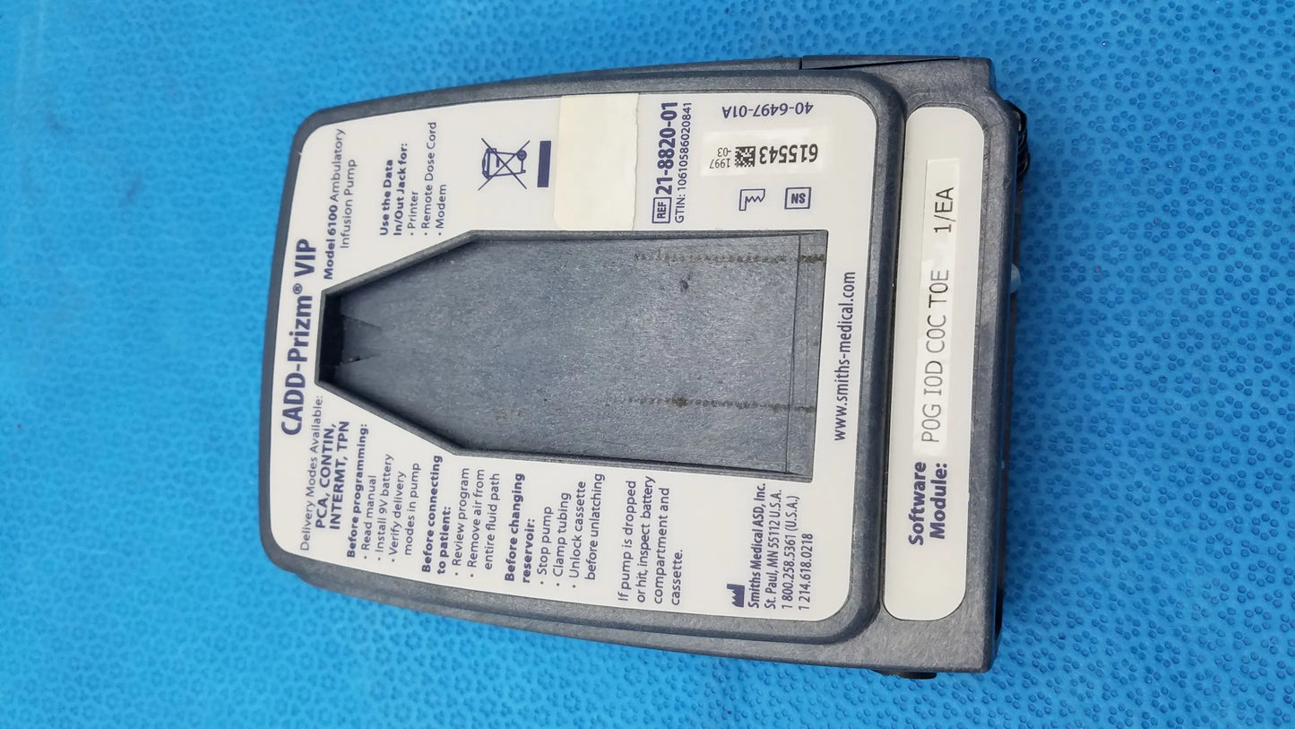 Smiths Medical 6100 Cadd Prizm Infusion Pump With Case Ambulatory Infusion Pump, second-hand product photo 18