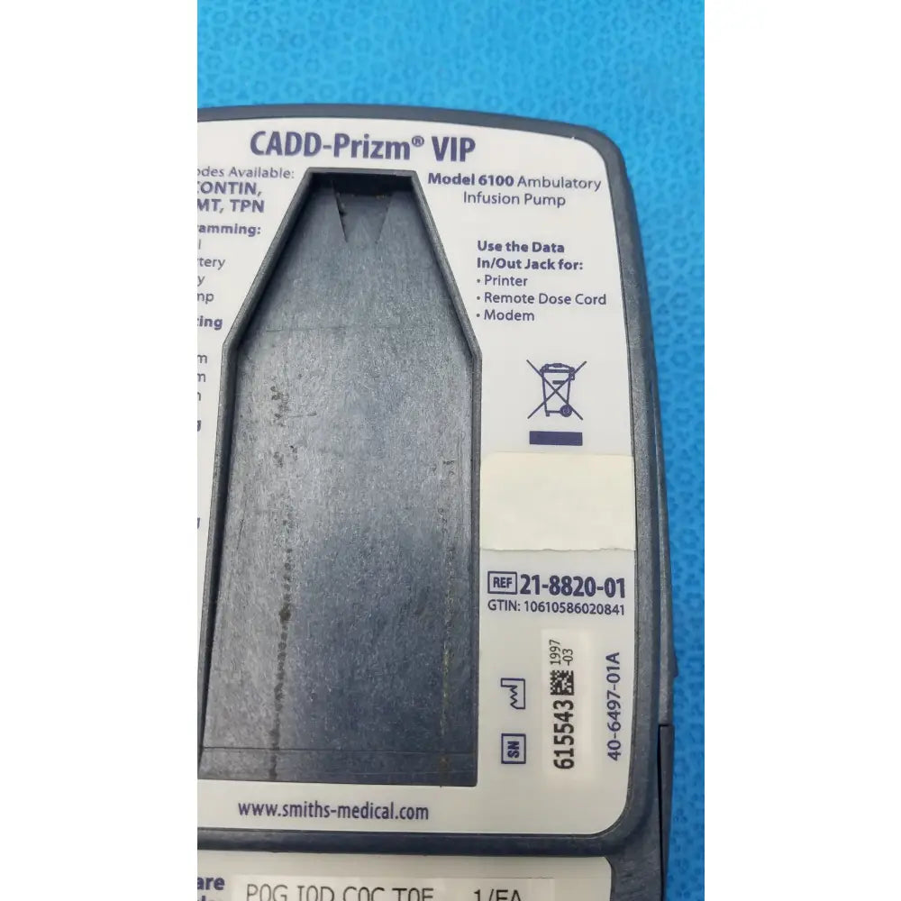 Smiths Medical 6100 Cadd Prizm Infusion Pump With Case Ambulatory Infusion Pump, second-hand product photo 15