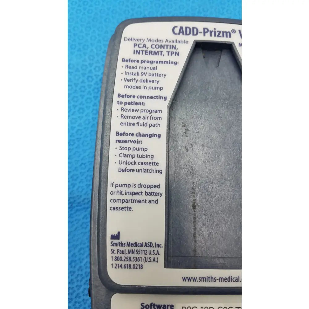 Smiths Medical 6100 Cadd Prizm Infusion Pump With Case Ambulatory Infusion Pump, second-hand product photo 14