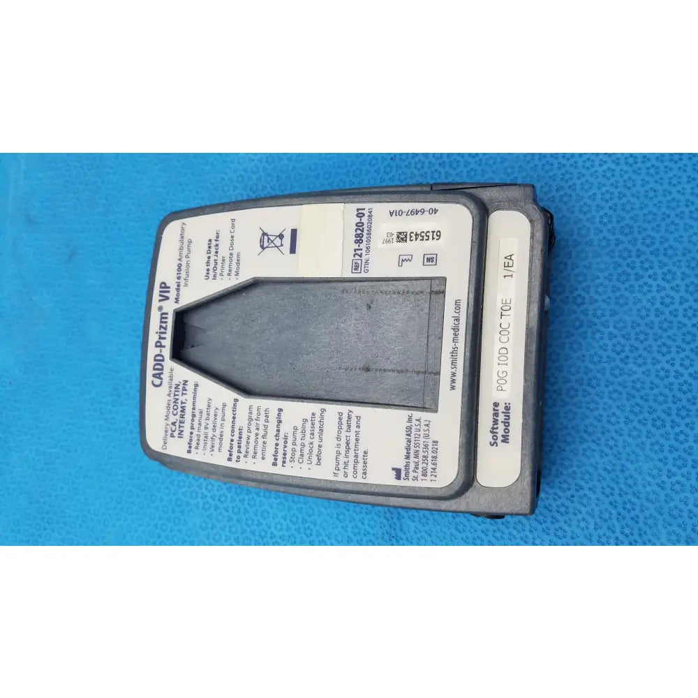 Smiths Medical 6100 Cadd Prizm Infusion Pump With Case Ambulatory Infusion Pump, second-hand product photo 18