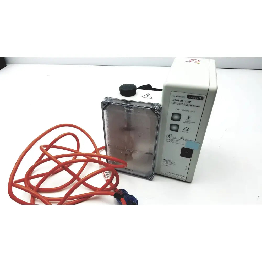 Smiths medical blood and fluid warmer level 1 HL-90 115V white rectangular unit with transparent front and orange power cord