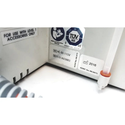 White plastic smiths medical blood and fluid warmer level 1 hl-90 115v with gray orange parts and tüv sud labels