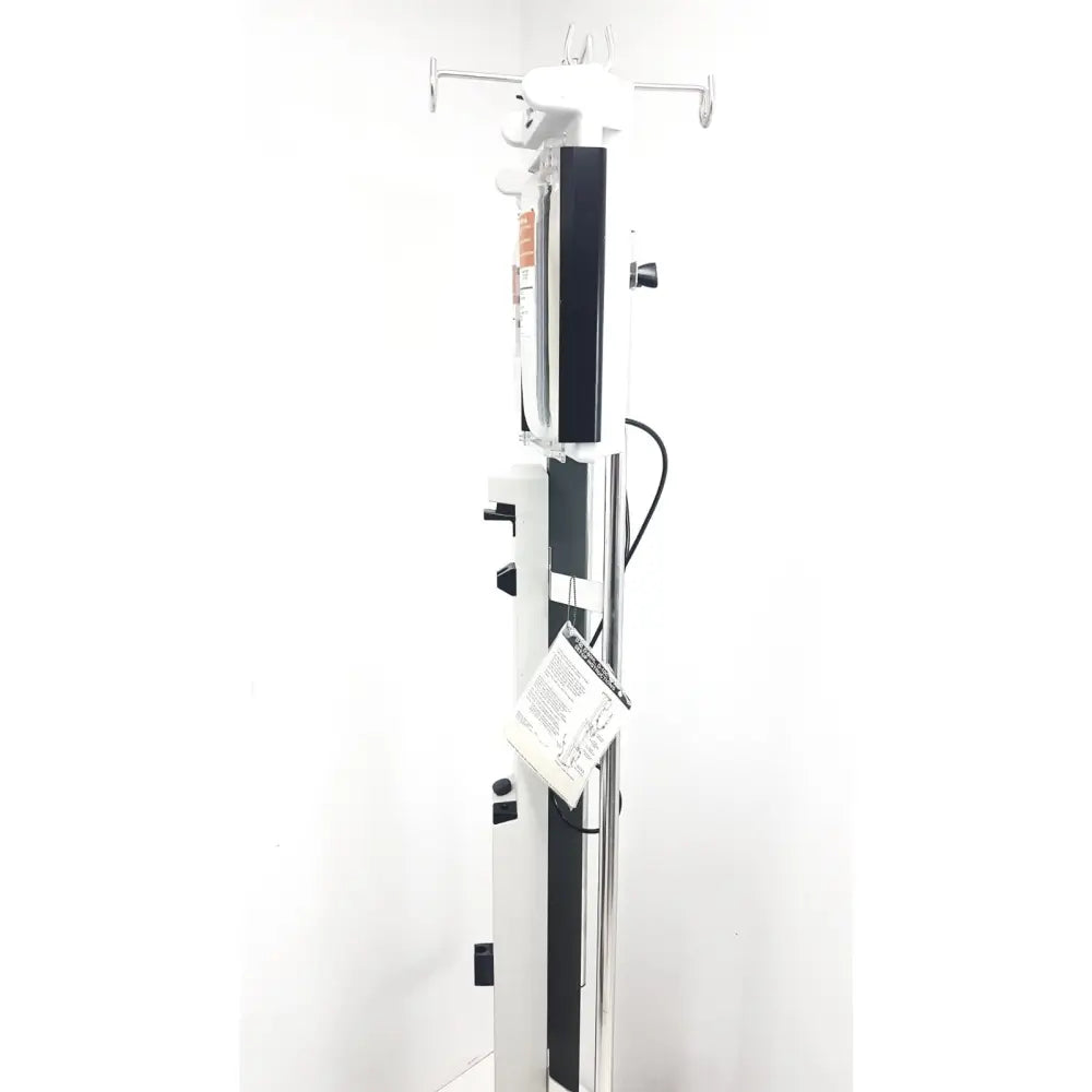 White and black medical iv pole with sleek modern design in smiths medical level 1 fluid warming system