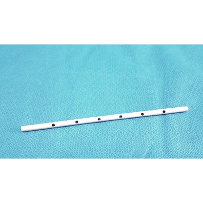 White plastic flute with five black circular finger holes part of snowden pencer pretzel articulating retractor