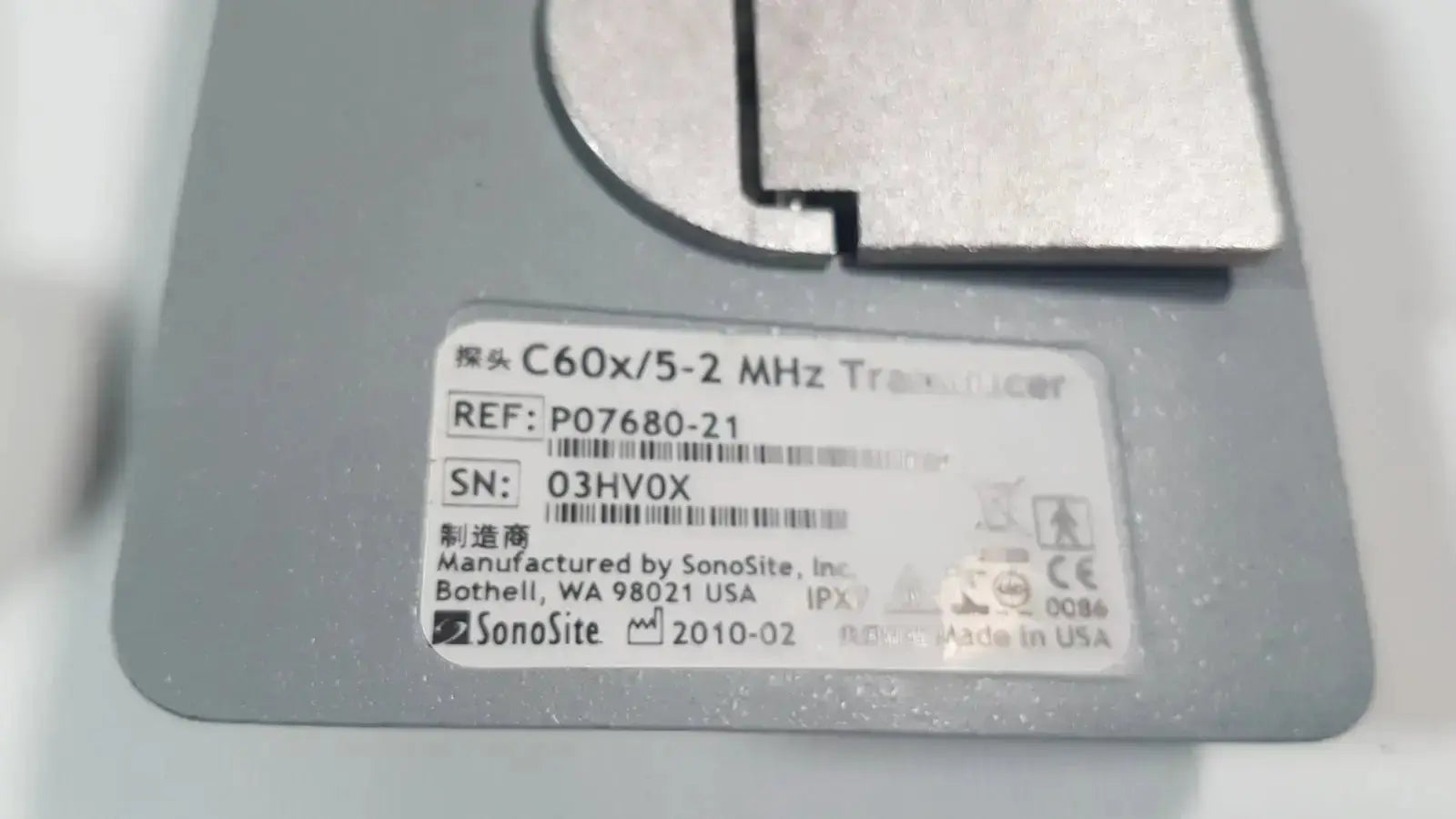 SonoSite C60x/5-2 MHz Transducer Probe Ref. P07680-21 Ultrasound Transducer Probe, second-hand product photo 5