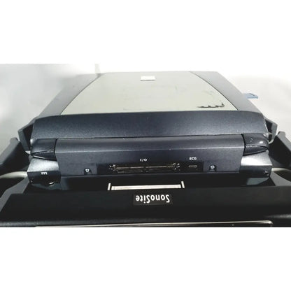 Black sonosite m-turbo portable ultrasound system with matte finish and labeled ports for easy connectivity