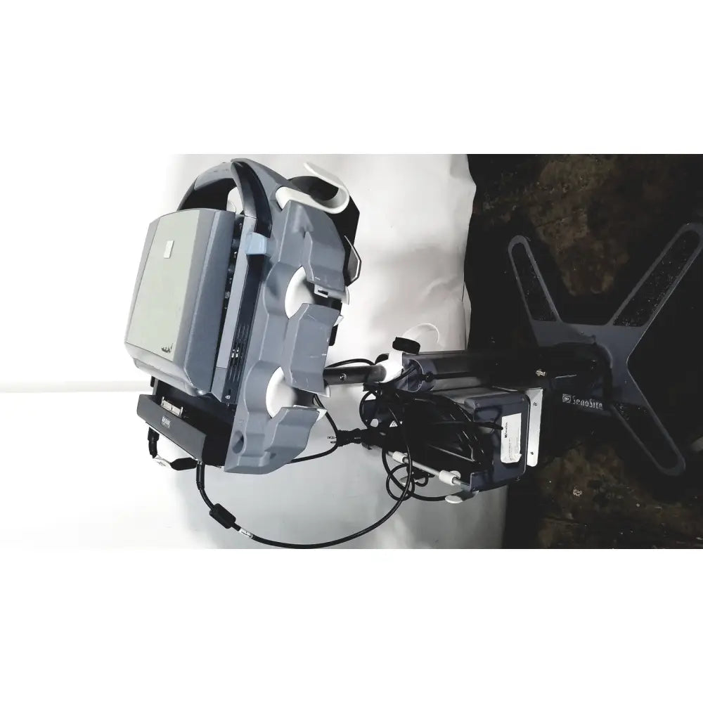 Gray and black industrial-grade 3d scanner mounted on metal stand with cables for sonosite m-turbo portable ultrasound system