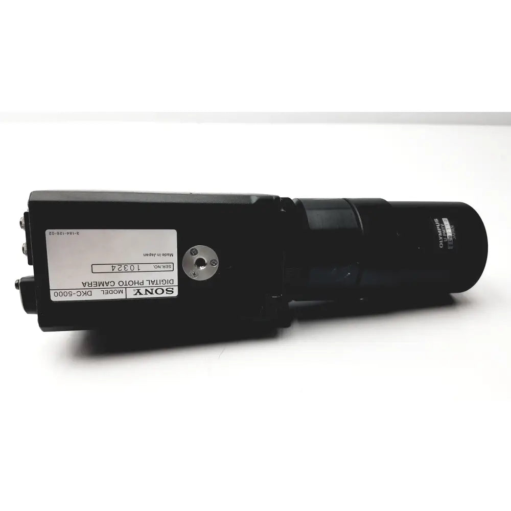 Black sony 3ccd digital photo camera dkc-5000 with matte finish and cylindrical lens barrel for advanced photography