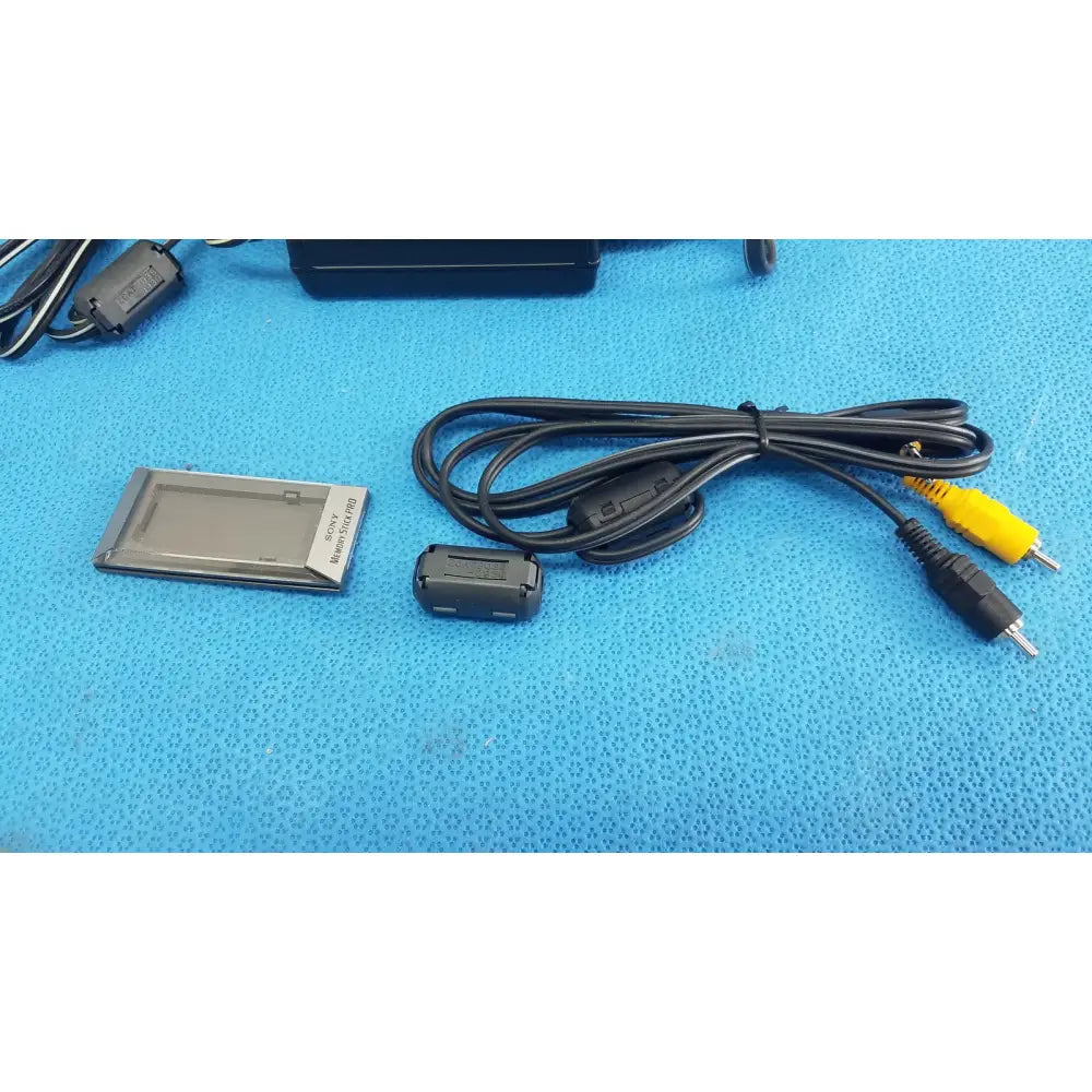 Black sony cyber-shot dsc-f828 avchd camcorder battery pack with silver label and textured surface for digital use