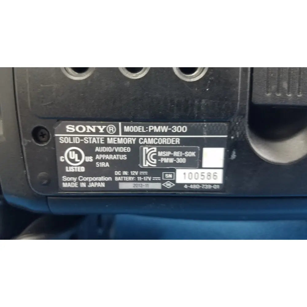 Black sony pmw-300 solid-state memory xdcam camcorder with matte finish and labeled specifications