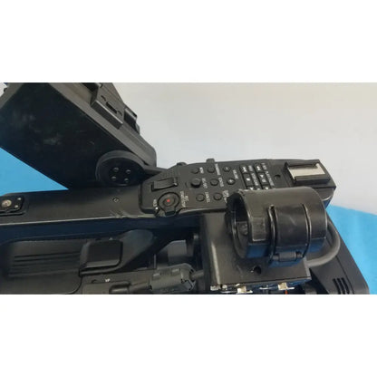 Black Sony PMW-300 solid-state memory xdcam camcorder with matte finish and multiple control buttons for professional use