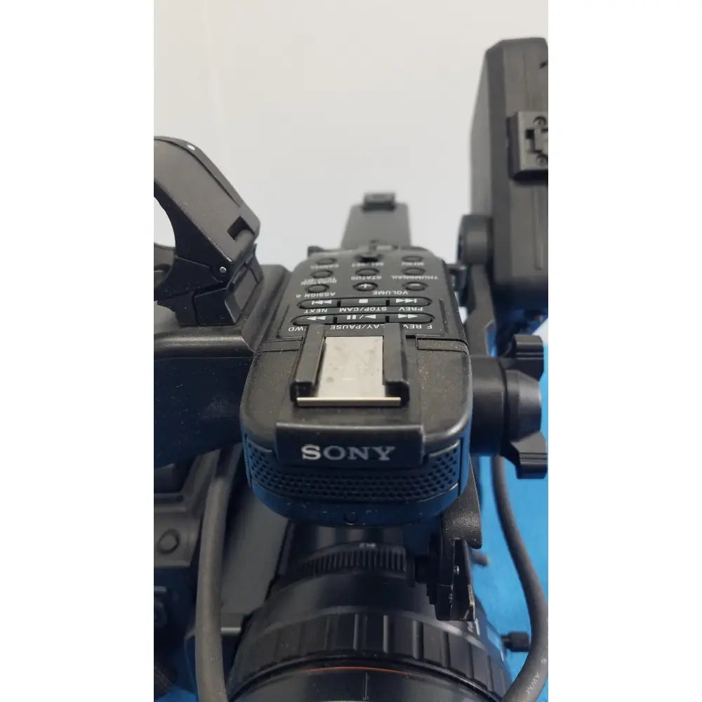 Black sony pmw-300 memory xdcam camcorder with matte finish and visible control buttons for professional video recording