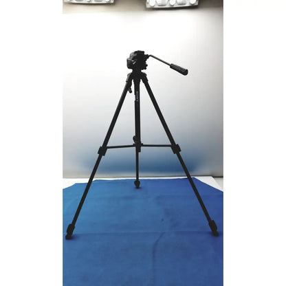 Black sony lightweight extendable video tripod with three extendable legs and camera mount for stable shooting