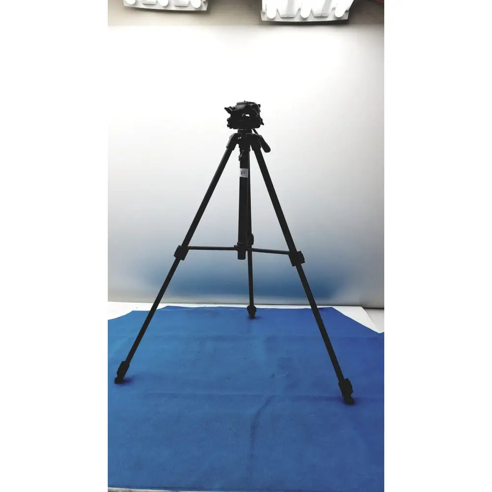 Black lightweight extendable video tripod with adjustable legs and camera mount for Sony VCT-R640 use