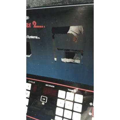 Black control panel with white buttons and red digital display on sorvall instruments cell washer 2 by cycles systems inc