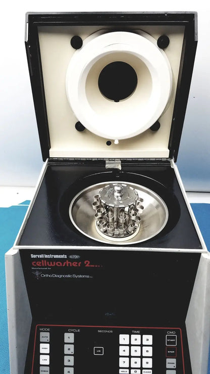 Black and white sorvall instruments cell washer 2 centrifuge with metallic rotor chamber for laboratory use