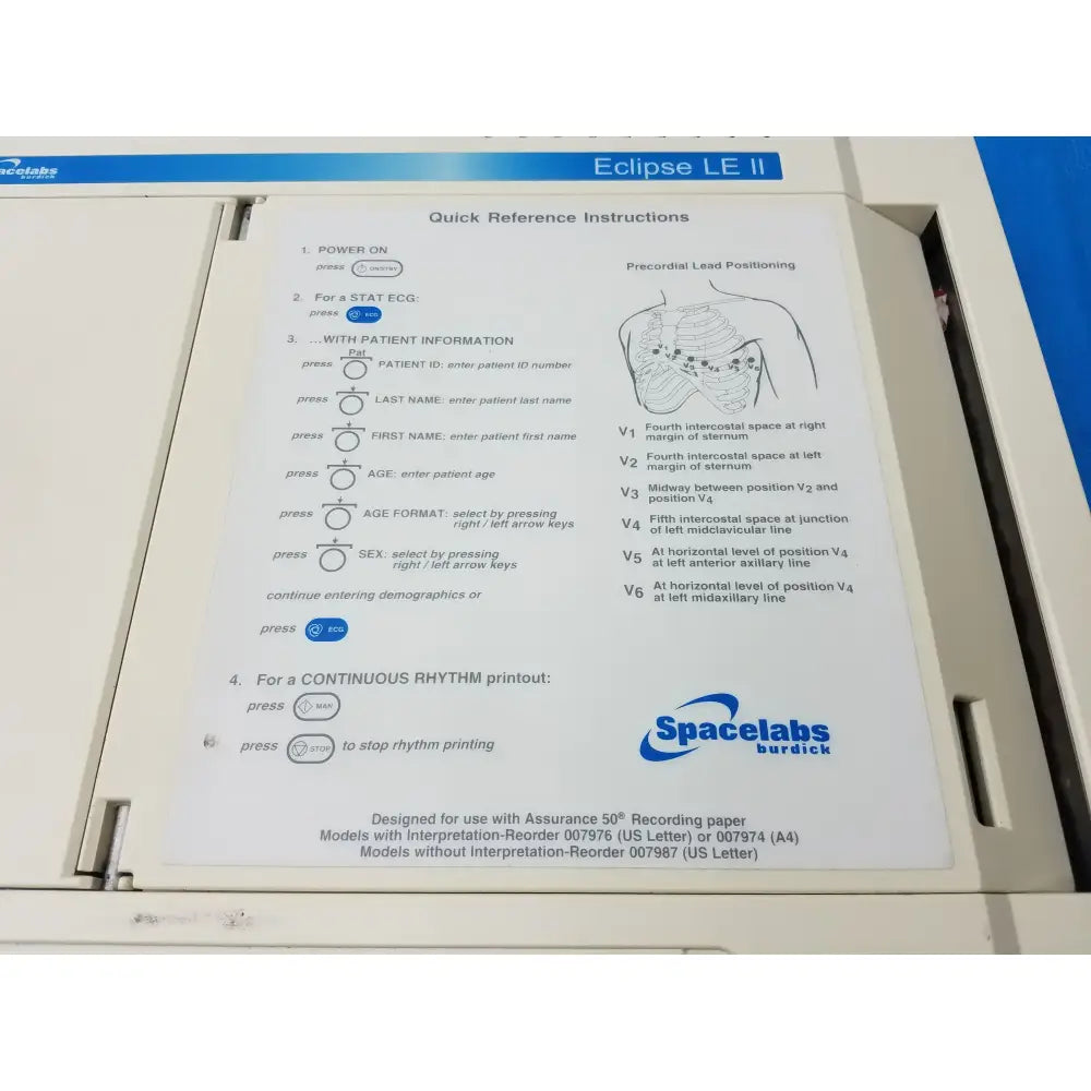 Spacelabs 92304 Eclipse LE II ECG Machine 12-Lead Monitor (Used) ECG KEG Electrocardiograph Machine, second-hand product photo 3