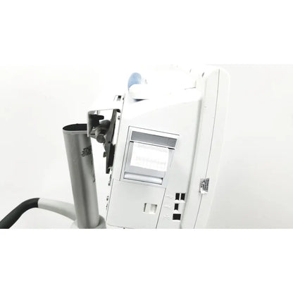 White spacelabs healthcare ultraview sl model 91367 patient monitor with silver cylindrical component attached