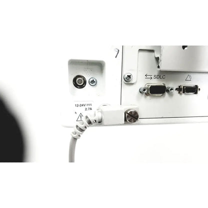 White plastic coiled power cord with metallic connector for spacelabs healthcare ultraview sl model 91367 patient monitor