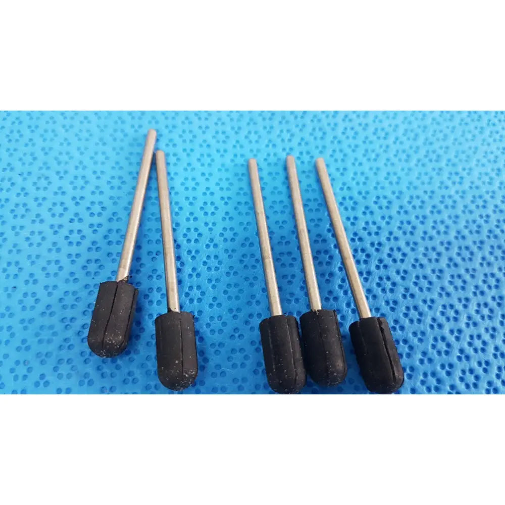 Five black rubber-tipped metal rods with cylindrical heads shown with 90 ml sterile specimen containers with tamper-evident label