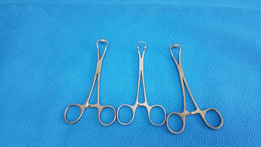 Reuse Medical Sponge Forceps / Ring Forceps – Stainless Steel Surgical Tool lot of 3 Forceps, Hemostats & Needle Holders, second-hand product photo 1