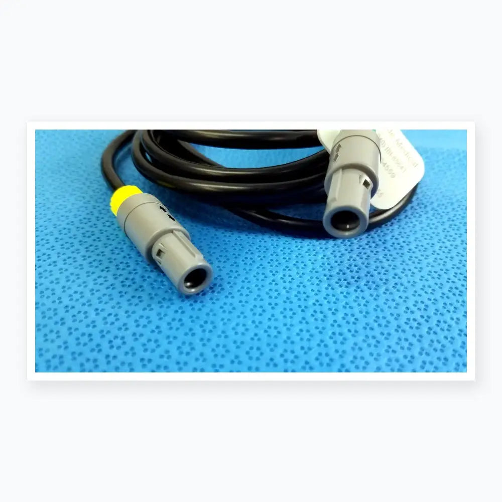 Gray St. Jude Medical ibi-85641 catheter connection cable with black insulation and yellow connector cap for medical equipment use
