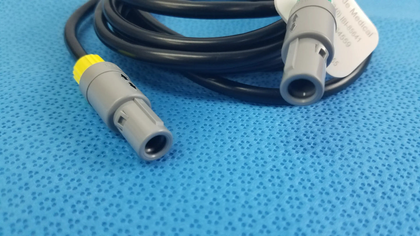 Gray St. Jude Medical ibi-85641 catheter connection cable with black insulation and yellow connector cap for medical equipment use
