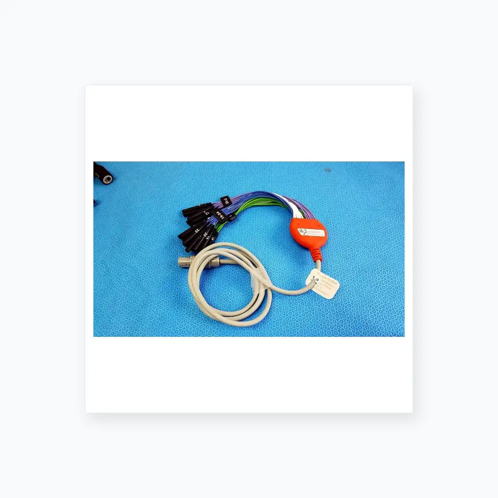 Orange-handled Jude Medical IBI-85931 diagnostic connecting cable with multi-colored leads and channel-labeled black connectors