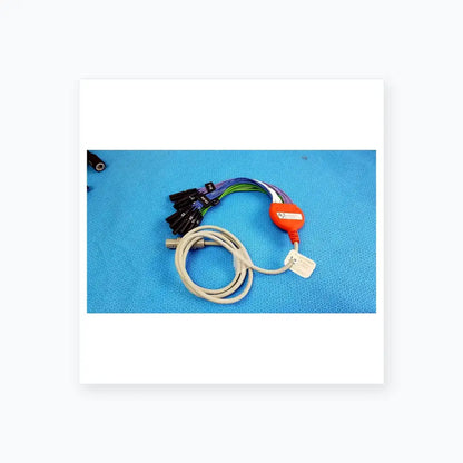 Orange-handled Jude Medical IBI-85931 diagnostic connecting cable with multi-colored leads and channel-labeled black connectors