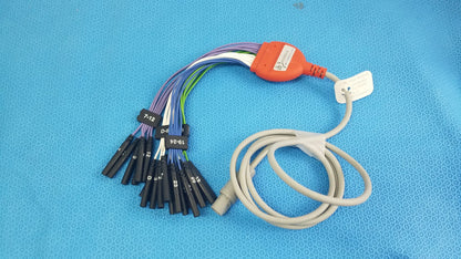 St Jude Medical IBI-85931 medical equipment connecting cable with orange gray jacket and labeled electrode wires