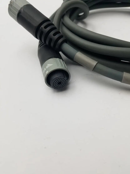 Black and gray industrial interface cable with robust ribbed connector housing for jude medical sjm ensite velocity system
