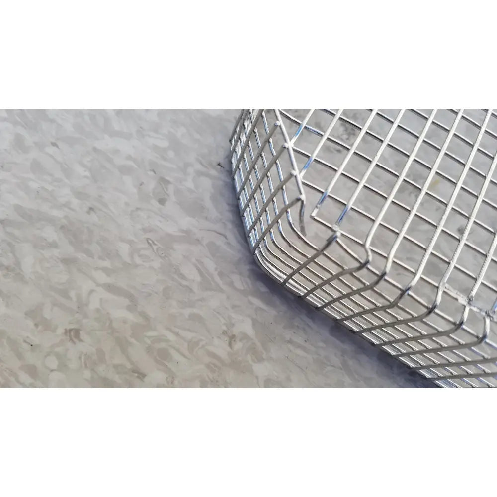 Silver curved cylindrical wire mesh basket made of stainless steel for sterilization surgical cases use