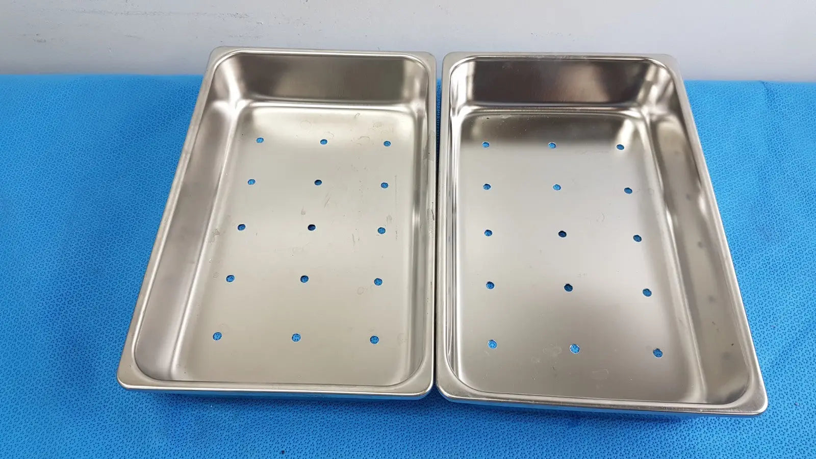 Reuse Medical Stainless Steel Surgical Instrument Tray — Durable Medical Utility Tray lot of 2 Sterilization Trays & Cases, second-hand product photo 1