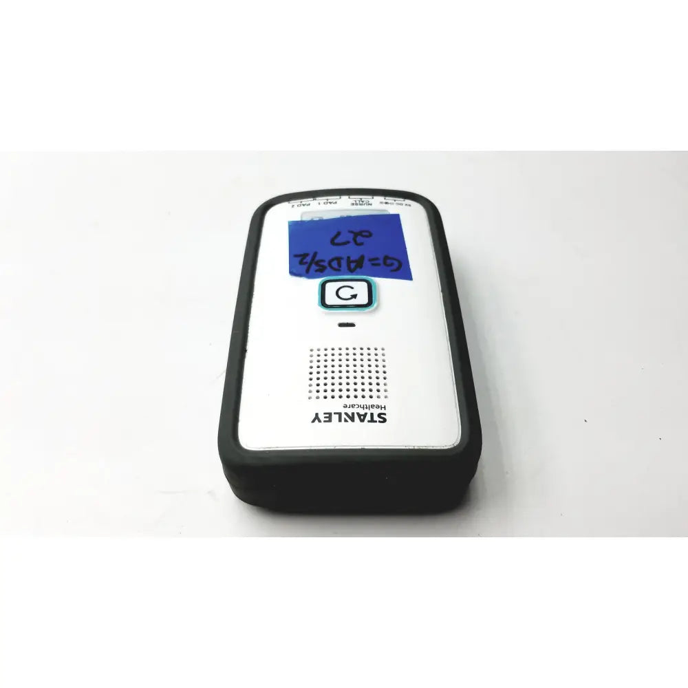 Stanley healthcare m200 nurse call unit with extras featuring a black rubberized casing and white speaker front panel