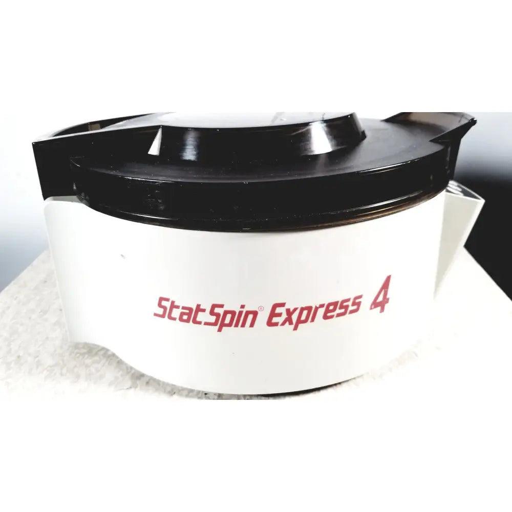 White statspin express 4 horizontal centrifuge with black lid and handle for m510 high-speed horizontal use