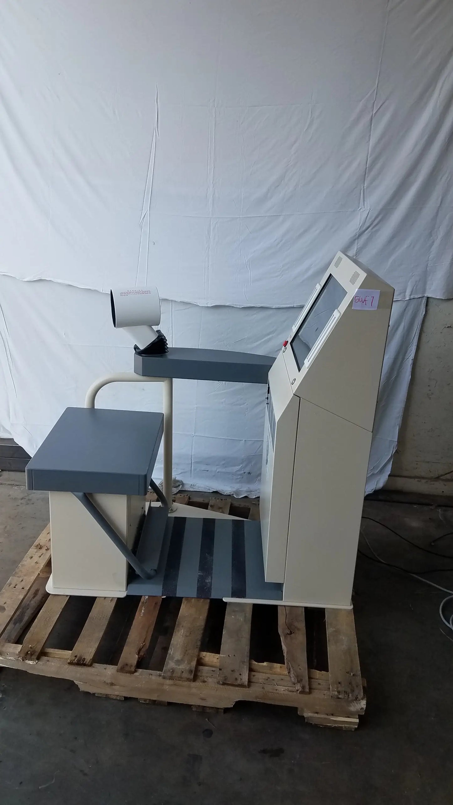 Beige and gray Stayhealthy SH650 health screening kiosk with digital display, weighing platform, and integrated printer
