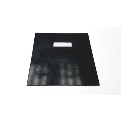 Black rectangular silicone mat with a white label designed as a fun wall sign for laser zone wall sign ahead use