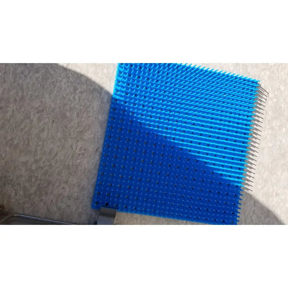 Blue plastic sterilization case pegboard with raised spikes and silicone mat for secure sterilization trays placement