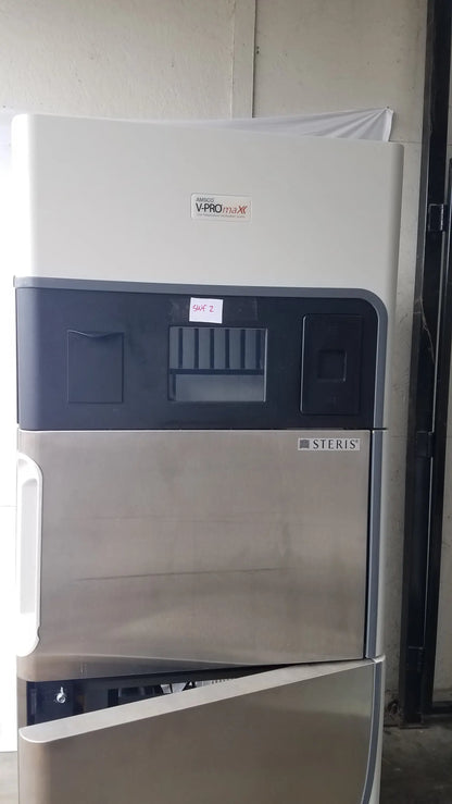 Steris v-pro max low temperature sterilization system with stainless steel front panel and black upper section serial 0324513-13