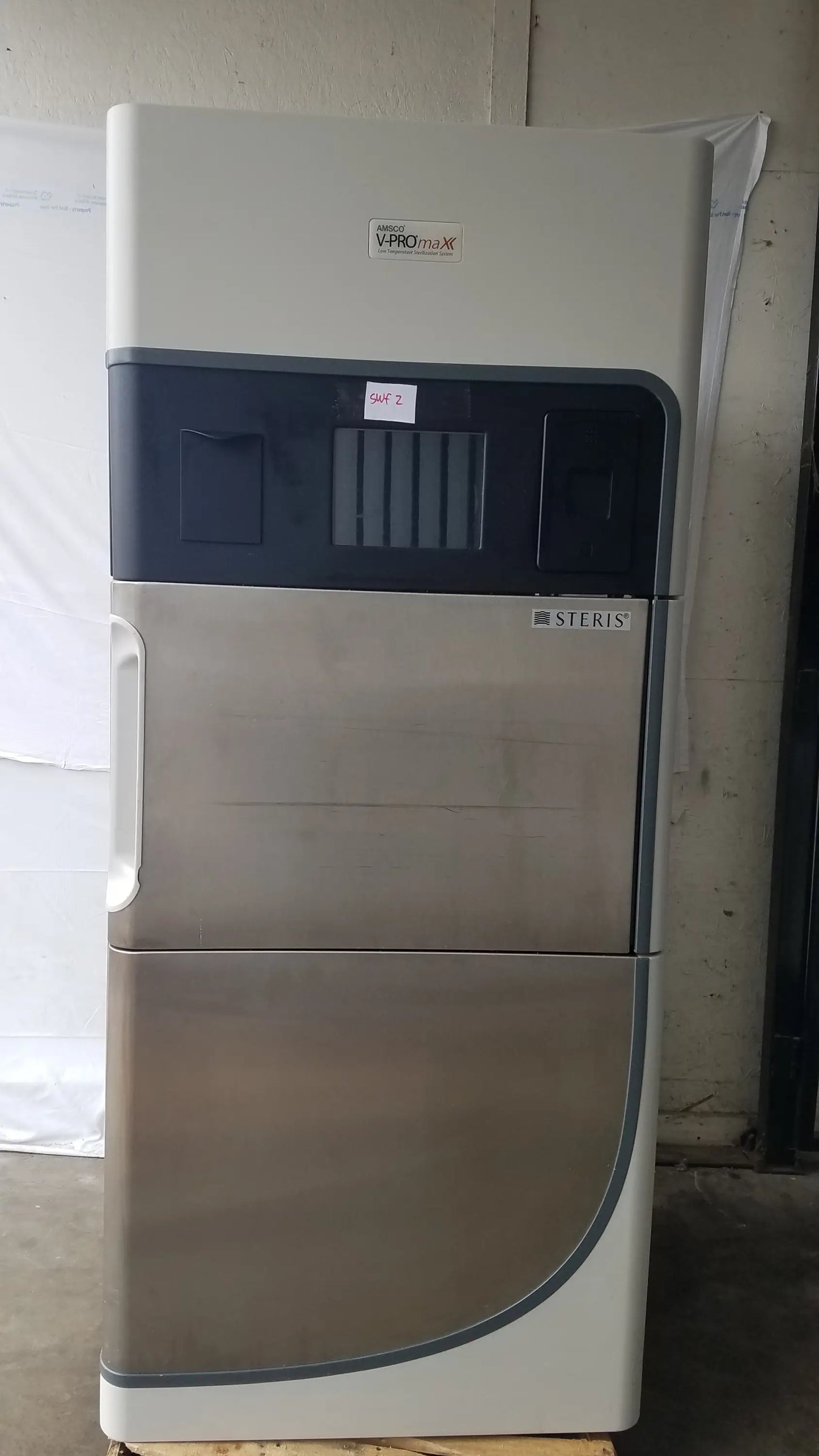 Steris V-Pro Max low temperature sterilization system with stainless steel and gray plastic exterior shown front view