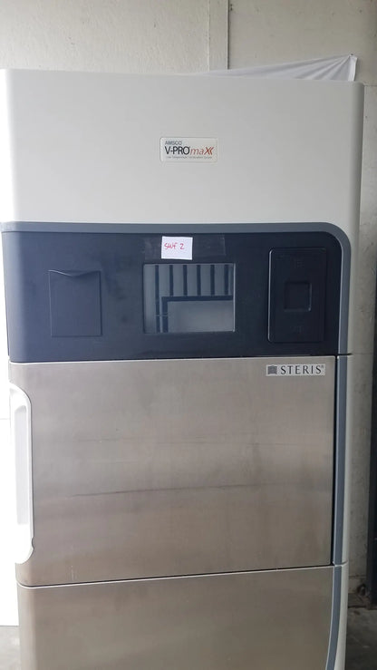 Steris V-Pro Max low temperature sterilization system with white upper section and stainless steel lower doors