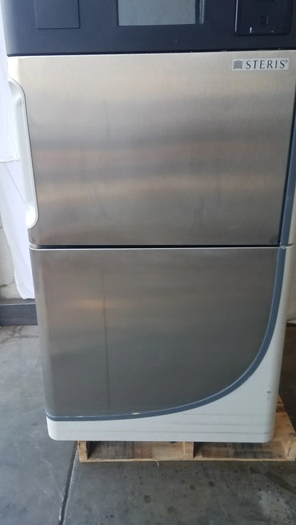 Steris v-pro max low temperature sterilization system in stainless steel with two-door design and curved gray trim
