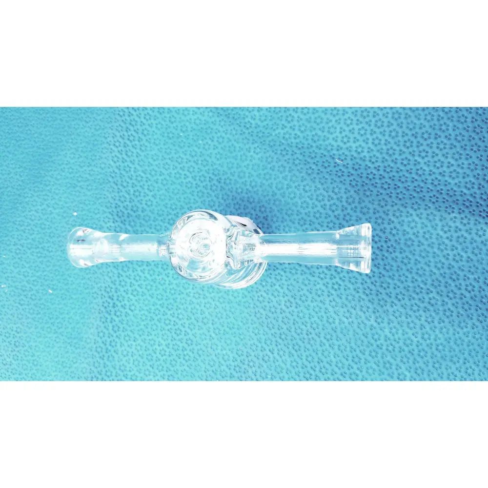 Clear glass borosilicate glass lab stopcock joint connector with dual tubes and central bowl valve adapter 24/40