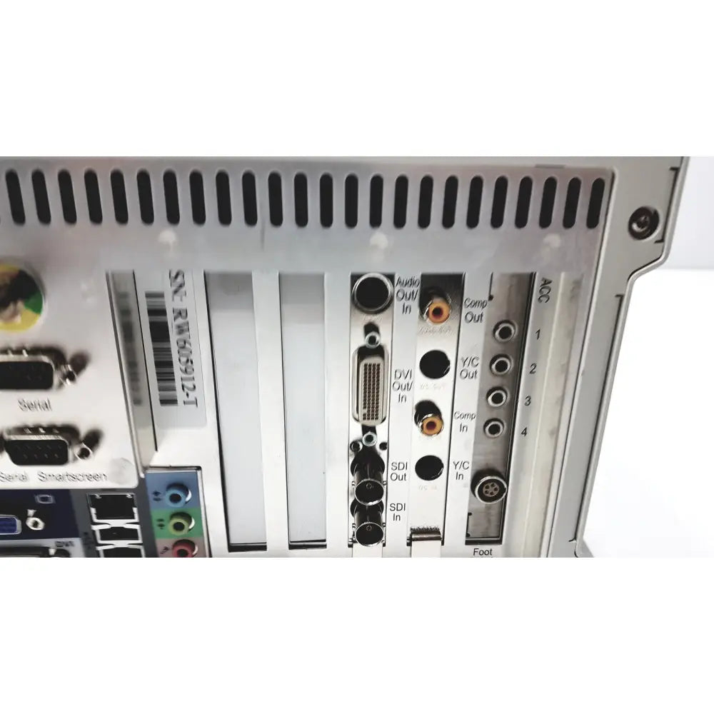 Silver metallic rear panel of storz karl storz-endoscope 202055 aida hd connect video switcher with dvi sdi composite ports