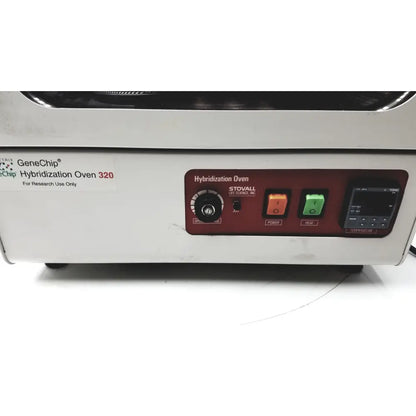 Stovall affymetrix gene chip 320 hybridization oven model h010115 white with red control panel and orange green buttons