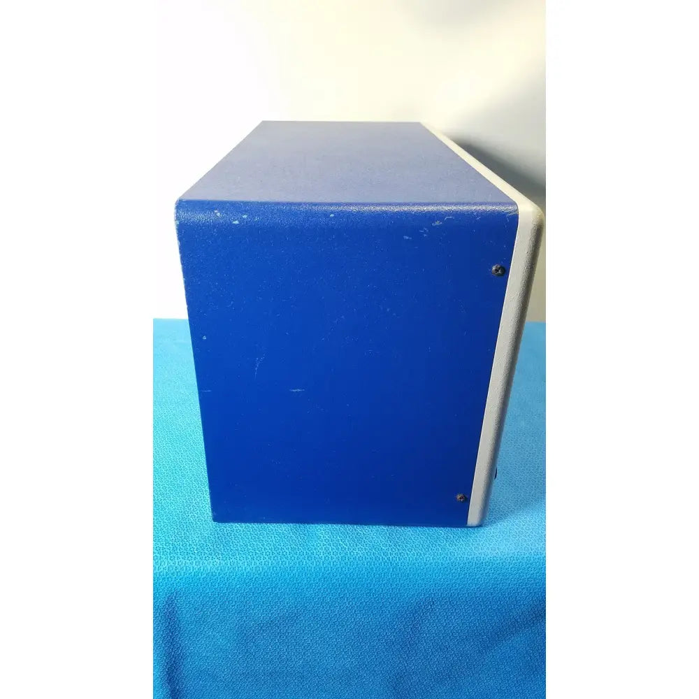 Blue rectangular stratagene stratalinker UV 1800 crosslinker with matte finish and silver trim for reuse medical applications