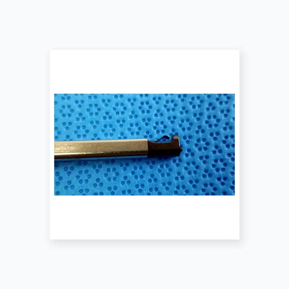 Silver metal cylindrical torque wrench with black notched cutting head for ultrasonic cleaning reuse medical equipment