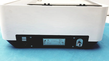 Back view of white and black straya ref 100.500 strava splint bath with label plate and drain valve laboratory instrument