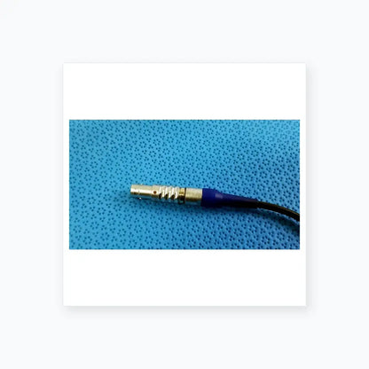 Silver-colored metallic connector with blue sleeve and black cable for stryker lightweight sterilization box medical equipment
