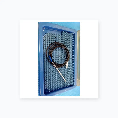 Stryker 0406-650-400 multigen 2 sterilization box with coiled black electrode probe and blue connector for reuse medical equipment